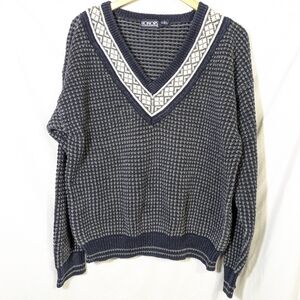 Vintage Men's Honors V-Neck Tennis Sweater Cotton‎ Ramie Blend Comfort Warm XL
